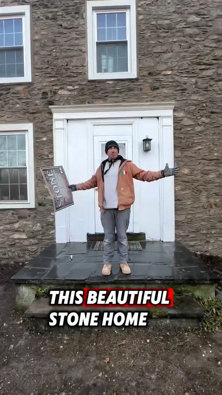 Revealing the stone under a plastered historic home