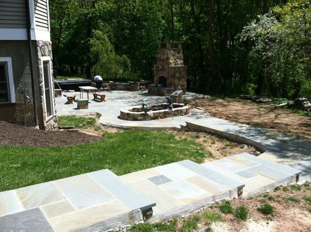 Flagstone patio after restoration