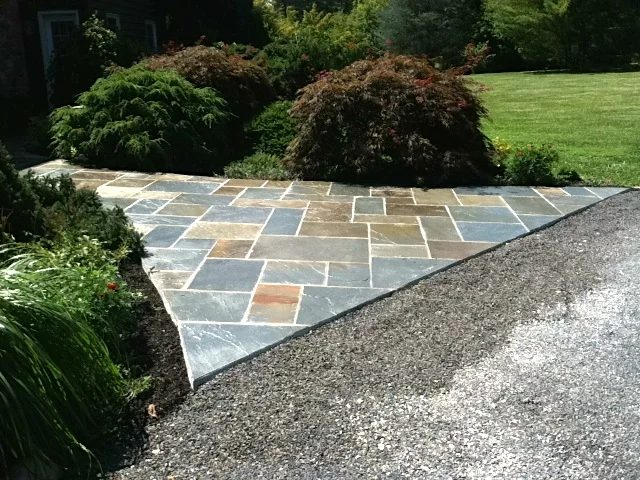 Restored flagstone entrance walkway